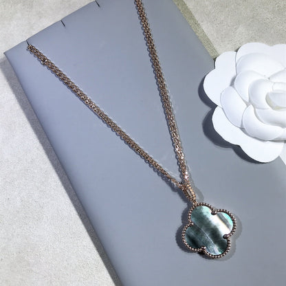 [Rose Tomorrow]CLOVER 25MM GOLD DARK MOP BIG CLOVER NECKLACE