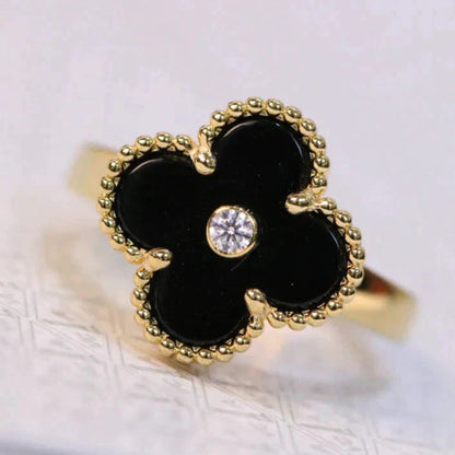 [Rose Tomorrow]CLOVER ONYX RING GOLD DIAMOND