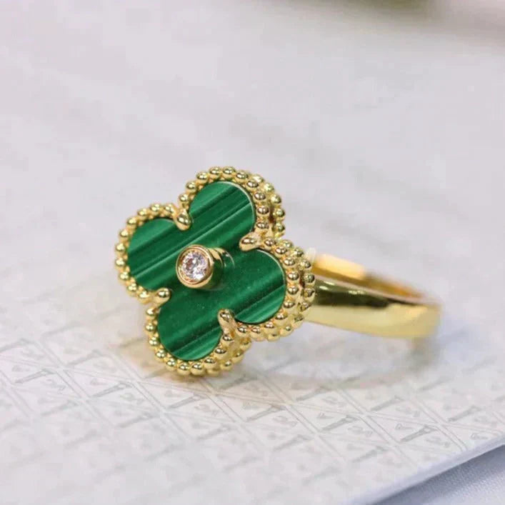 [Rose Tomorrow]CLOVER MALACHITE RING GOLD DIAMOND