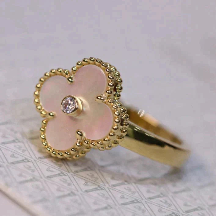 [Rose Tomorrow]CLOVER PINK MOP RING GOLD DIAMOND