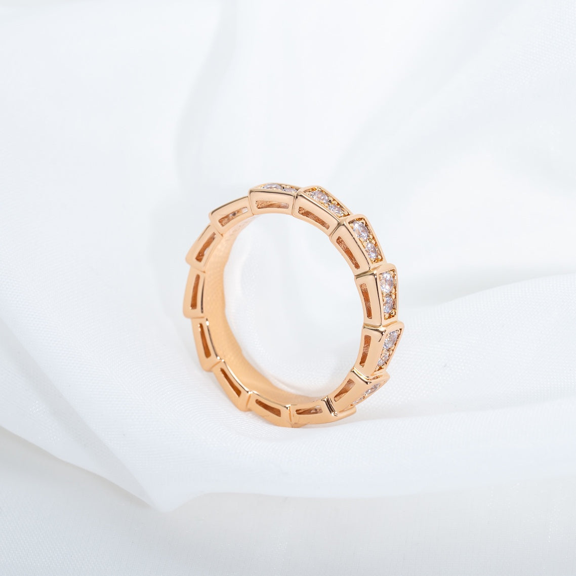 [Rose Tomorrow]SERPENTI RING PINK GOLD DIAMOND PAVED 3MM