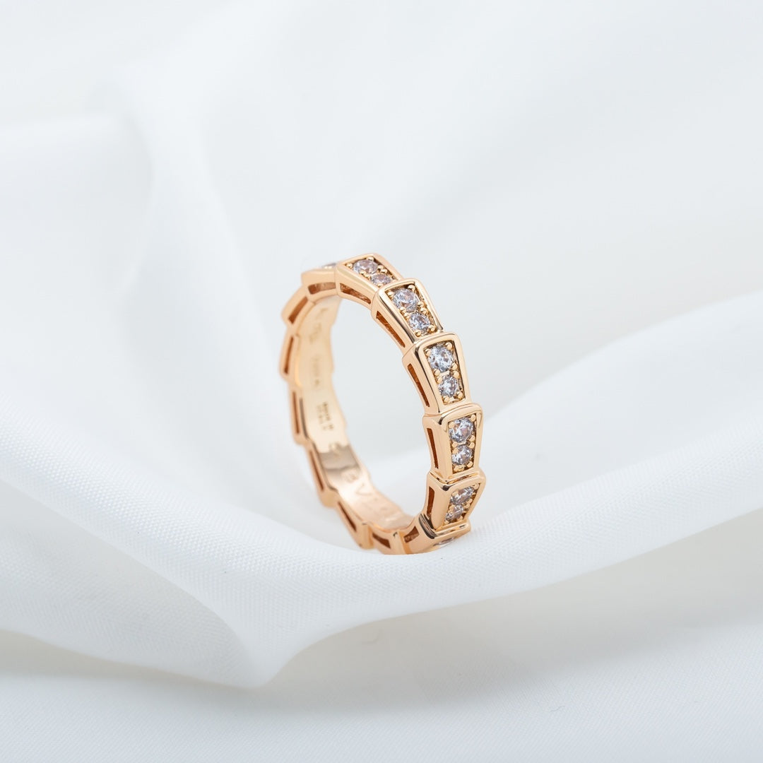 [Rose Tomorrow]SERPENTI RING PINK GOLD DIAMOND PAVED 3MM