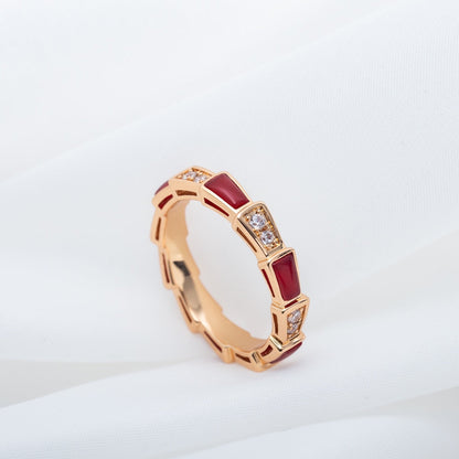 [Rose Tomorrow]SERPENTI RING PINK GOLD CARNELIAN DIAMOND 3MM