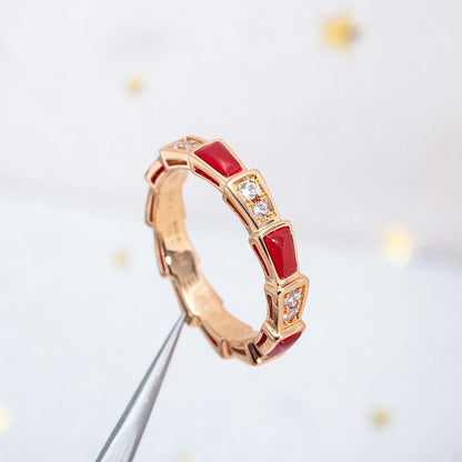 [Rose Tomorrow]SERPENTI RING PINK GOLD CARNELIAN DIAMOND 3MM