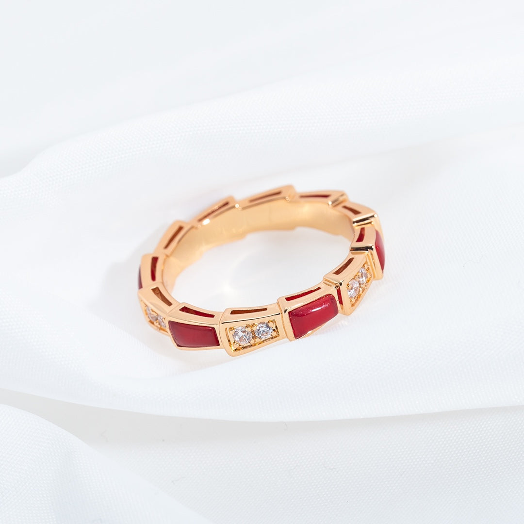 [Rose Tomorrow]SERPENTI RING PINK GOLD CARNELIAN DIAMOND 3MM