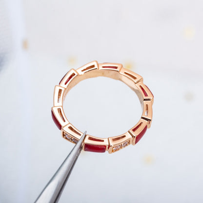 [Rose Tomorrow]SERPENTI RING PINK GOLD CARNELIAN DIAMOND 3MM