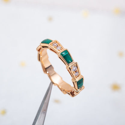 [Rose Tomorrow]SERPENTI RING PINK GOLD MALACHITE DIAMOND 3MM