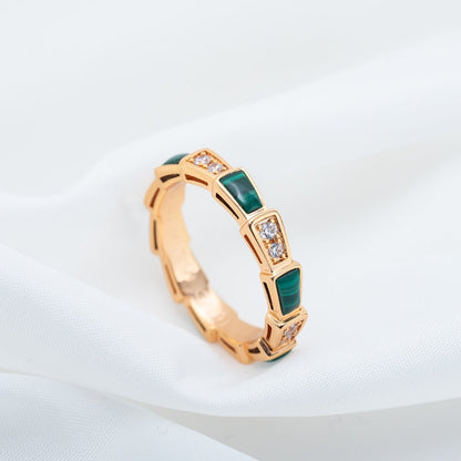 [Rose Tomorrow]SERPENTI RING PINK GOLD MALACHITE DIAMOND 3MM