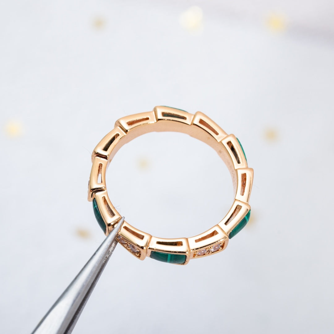 [Rose Tomorrow]SERPENTI RING PINK GOLD MALACHITE DIAMOND 3MM