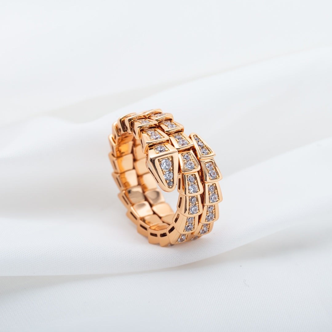 [Rose Tomorrow]SERPENTI RING PINK GOLD DIAMOND DOUBLE ROW