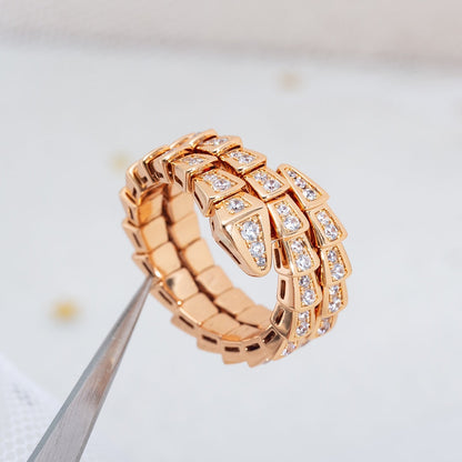 [Rose Tomorrow]SERPENTI RING PINK GOLD DIAMOND DOUBLE ROW