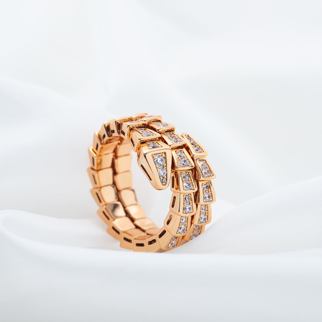 [Rose Tomorrow]SERPENTI RING PINK GOLD DIAMOND DOUBLE ROW