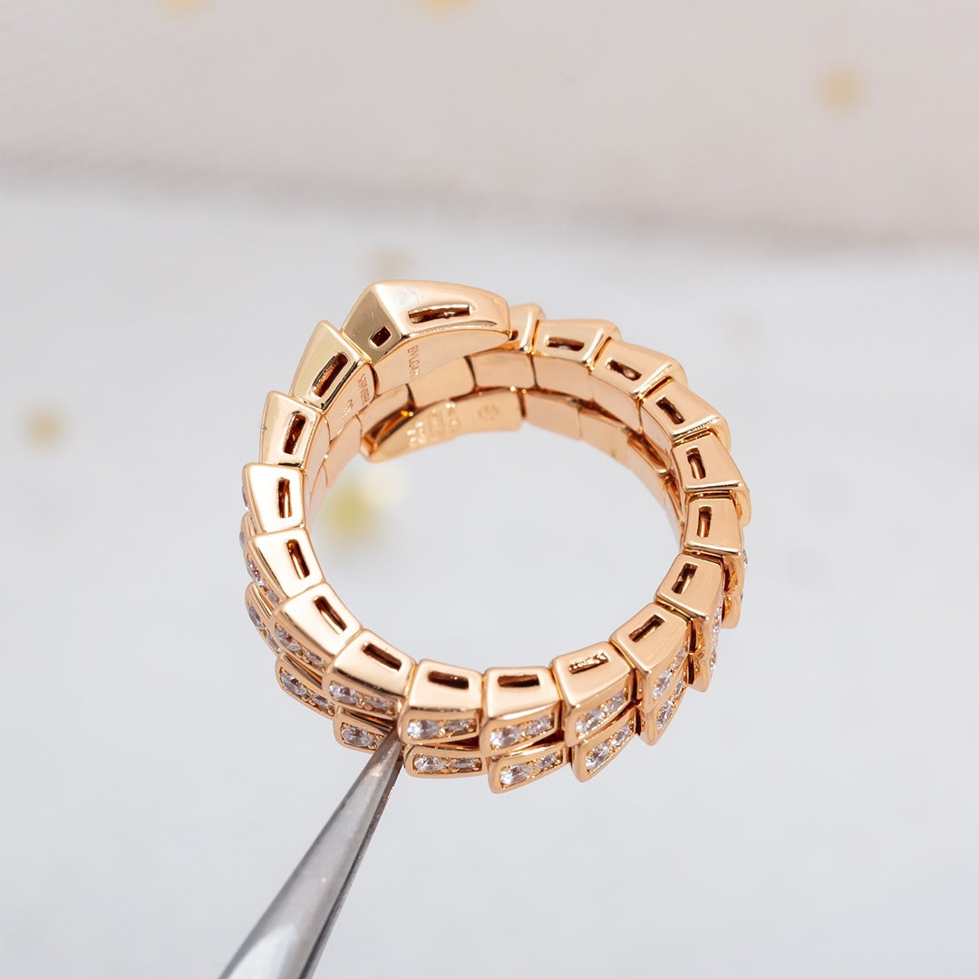 [Rose Tomorrow]SERPENTI RING PINK GOLD DIAMOND DOUBLE ROW