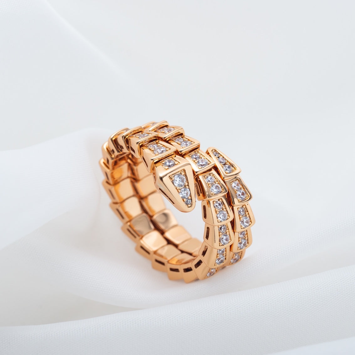 [Rose Tomorrow]SERPENTI RING PINK GOLD DIAMOND DOUBLE ROW