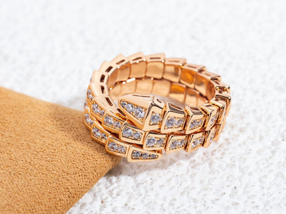 [Rose Tomorrow]SERPENTI RING PINK GOLD DIAMOND DOUBLE ROW