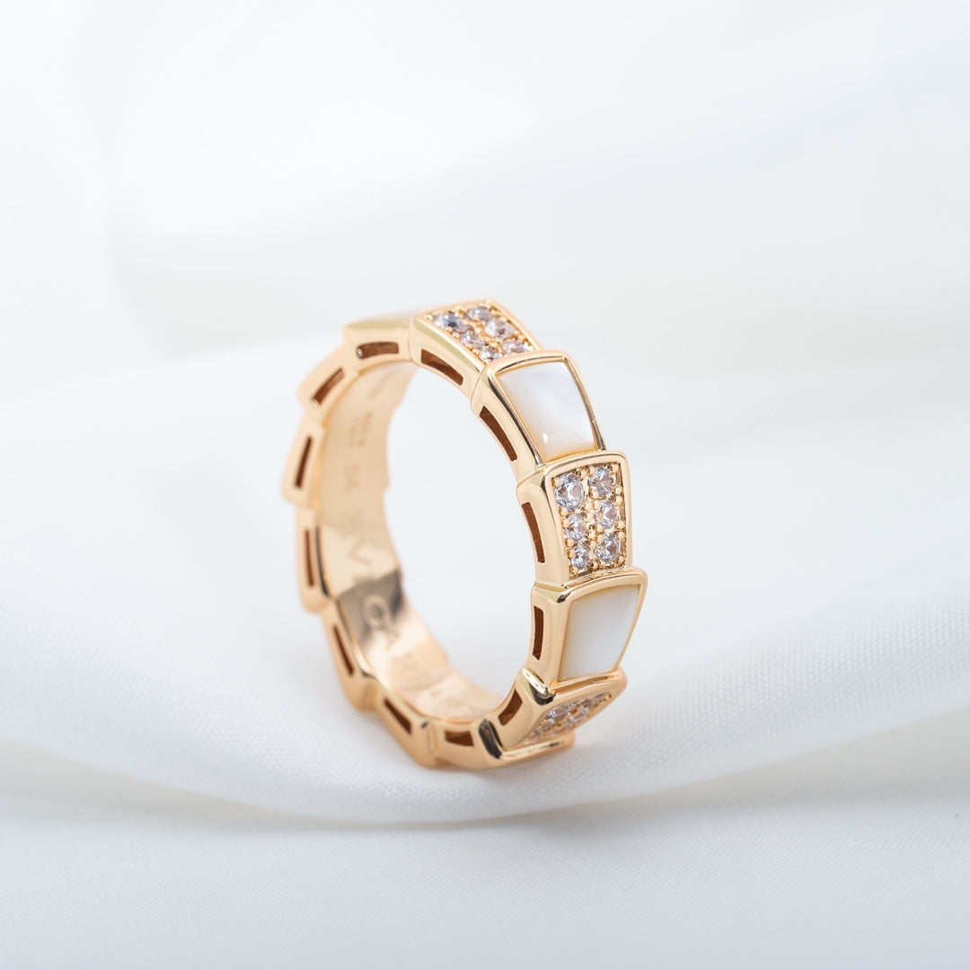 [Rose Tomorrow]SERPENTI RING PINK GOLD MOP DIAMOND PAVED 4MM