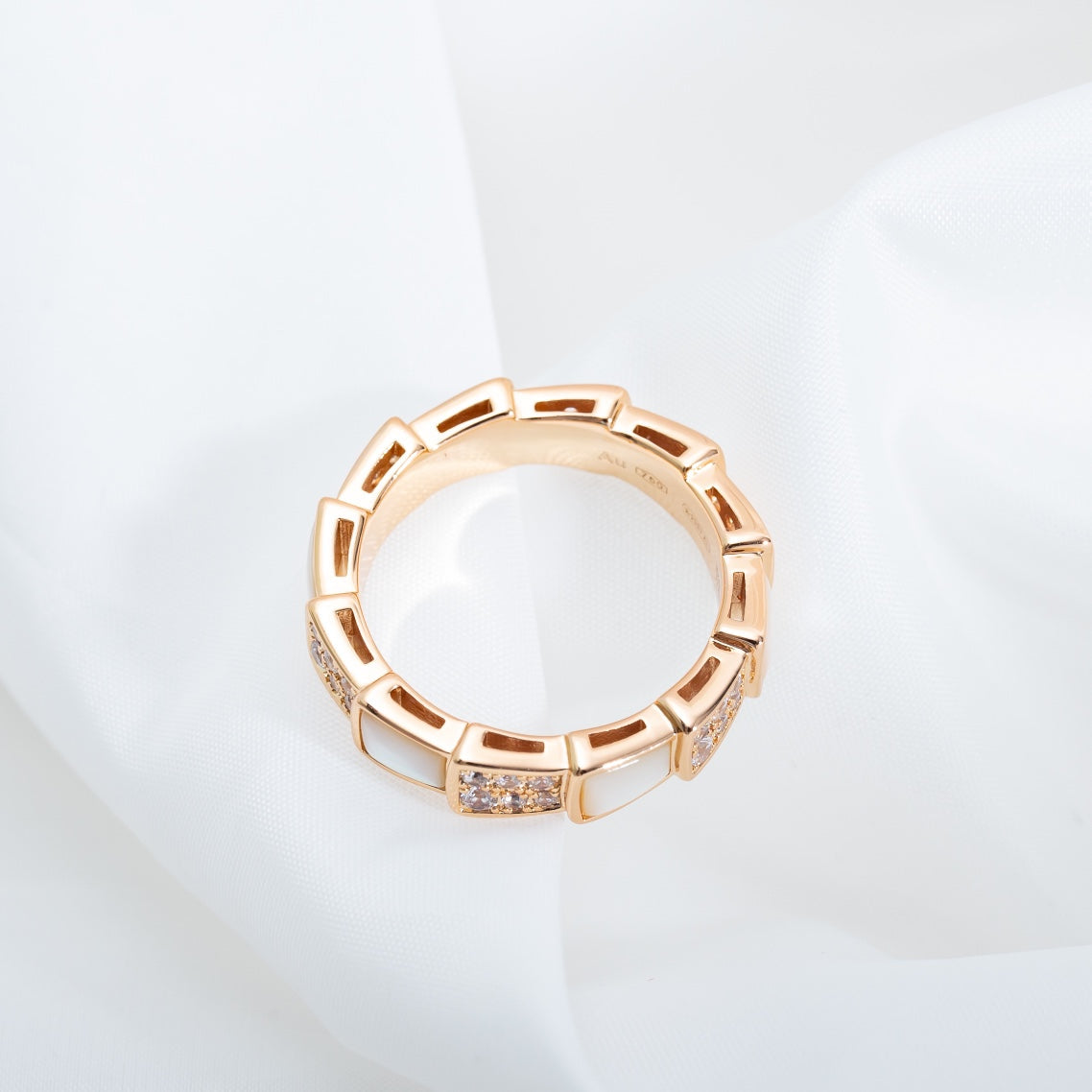 [Rose Tomorrow]SERPENTI RING PINK GOLD MOP DIAMOND PAVED 4MM