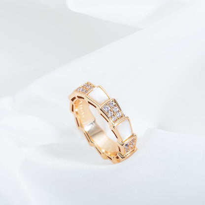 [Rose Tomorrow]SERPENTI RING PINK GOLD MOP DIAMOND PAVED 4MM