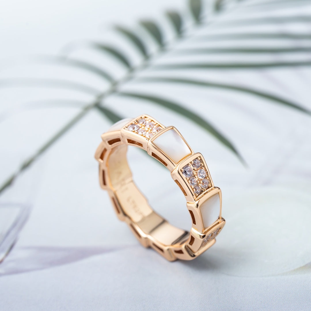 [Rose Tomorrow]SERPENTI RING PINK GOLD MOP DIAMOND PAVED 4MM