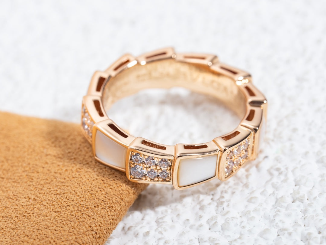 [Rose Tomorrow]SERPENTI RING PINK GOLD MOP DIAMOND PAVED 4MM