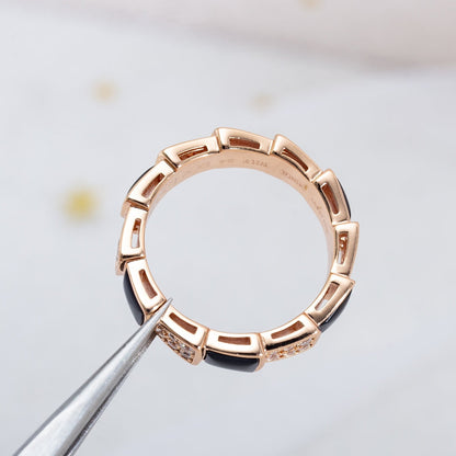 [Rose Tomorrow]SERPENTI RING PINK GOLD BLACK MOP DIAMOND PAVED 4MM