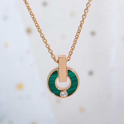 [Rose Tomorrow]GARI NECKLACE PINK GOLD MALACHITE