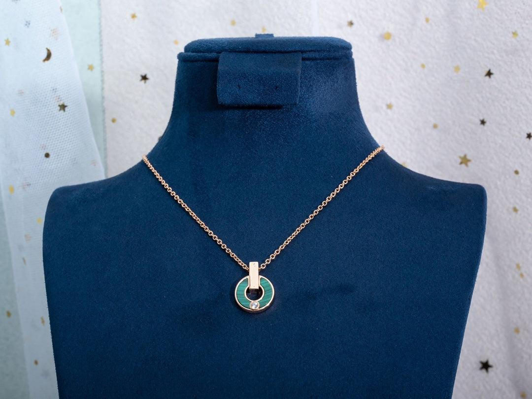 [Rose Tomorrow]GARI NECKLACE PINK GOLD MALACHITE