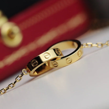 [Rose Tomorrow]LOVE NECKLACE DOUBLE RING GOLD