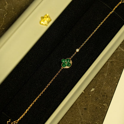 [Rose Tomorrow]SUN MALACHITE 1 DIAMOND PINK GOLD BRACELET