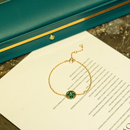 [Rose Tomorrow]SUN MALACHITE 1 DIAMOND PINK GOLD BRACELET