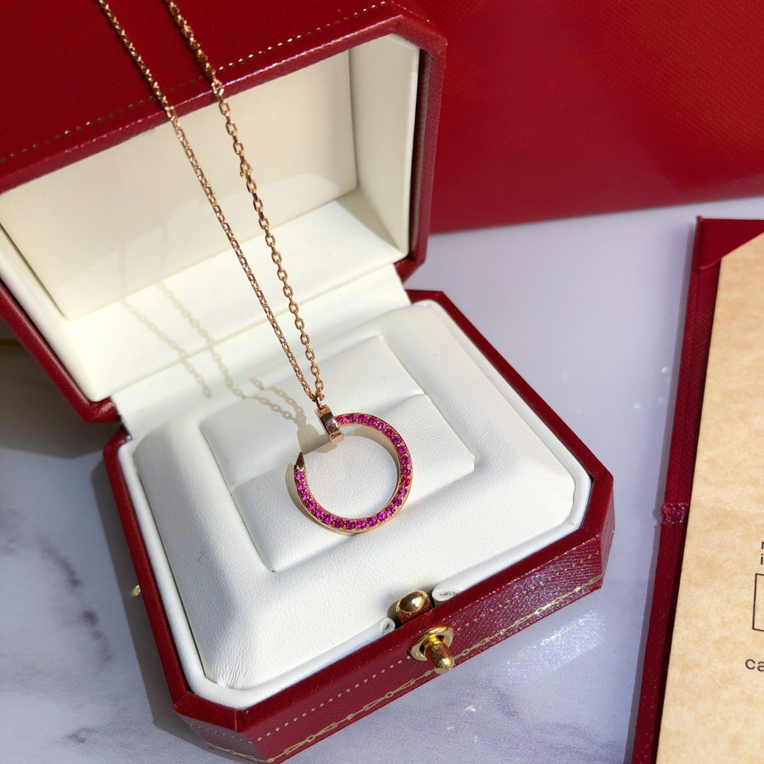 [Rose Tomorrow]JUSTE NECKLACE GOLD RED DIAMONDS