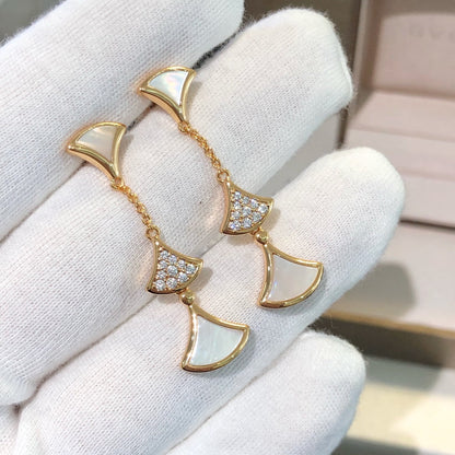 [Rose Tomorrow]DREAM EARRINGS 3 MOTIFS DIAMOND MOP PINK GOLD