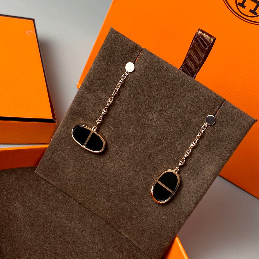 [Rose Tomorrow]CHAINE VERSO BLACK CERAMIC EARRINGS