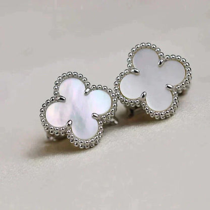 [Rose Tomorrow]CLOVER MEDIUM 1 MOTIFS  WHITE MOP EARRINGS SILVER