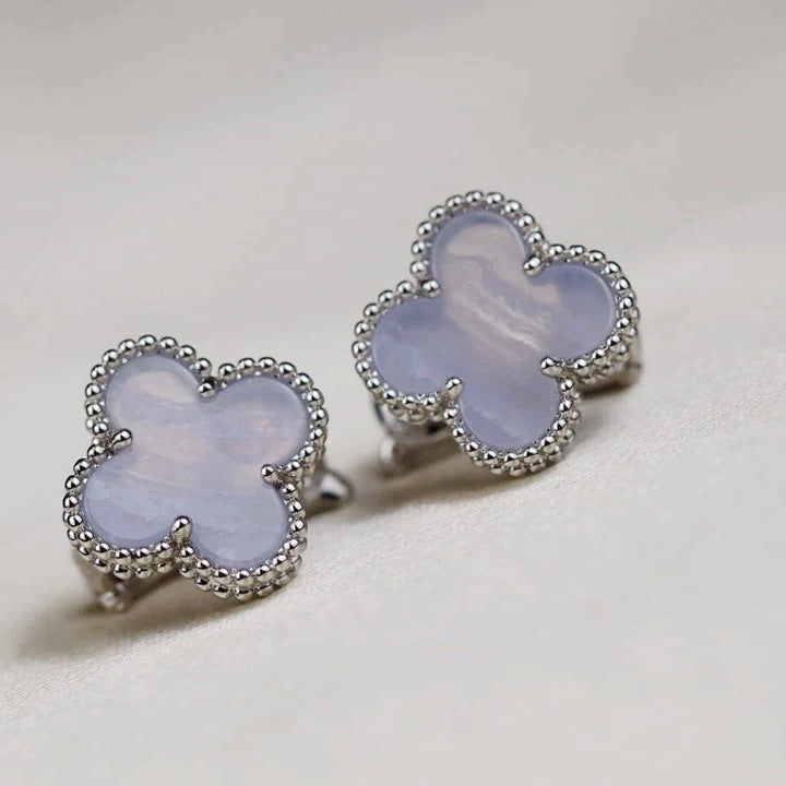 [Rose Tomorrow]CLOVER MEDIUM 1 MOTIFS  WHITE MOP EARRINGS SILVER