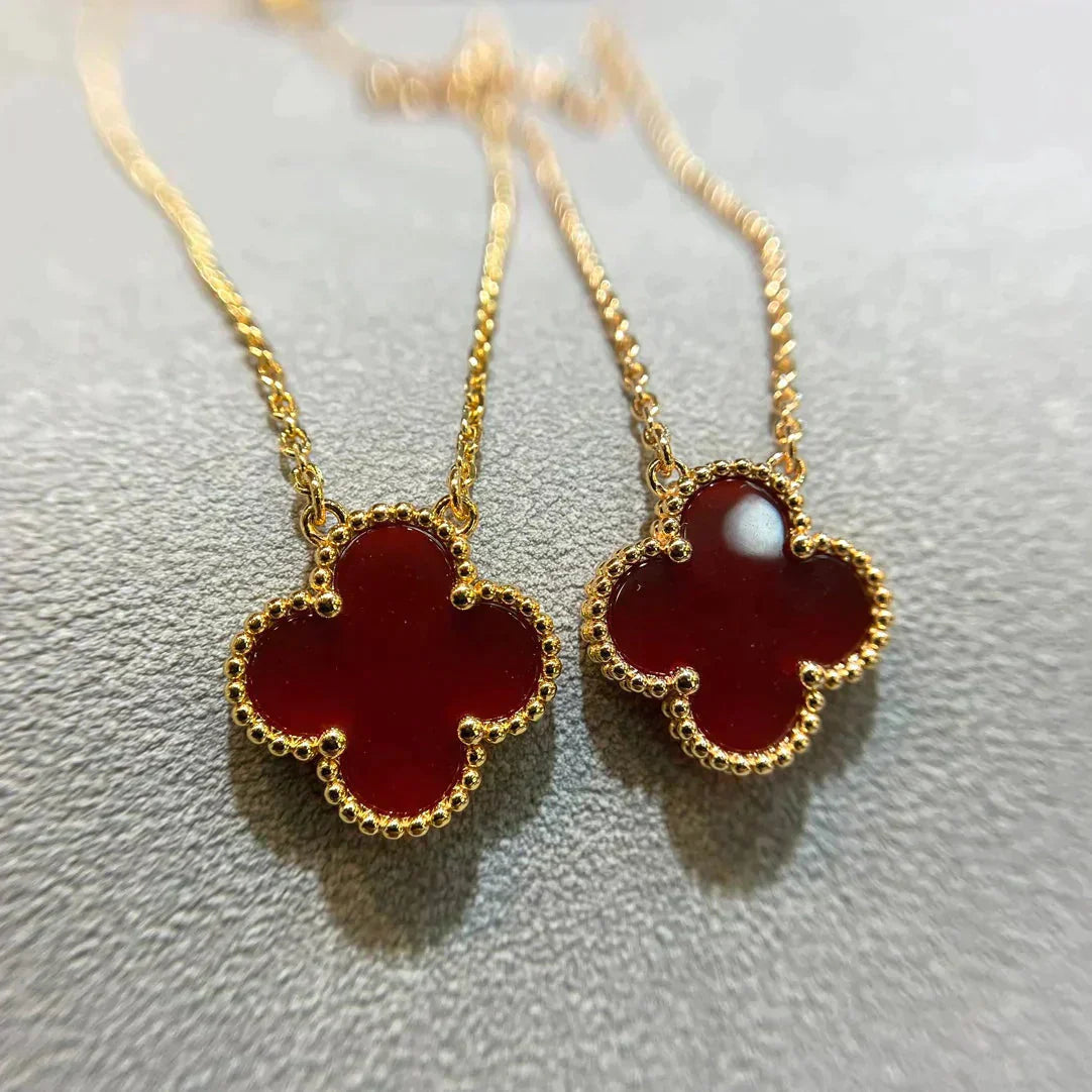 [Rose Tomorrow]CLOVER 15MM CARNELIAN SINGLE FLOWER NECKLACE