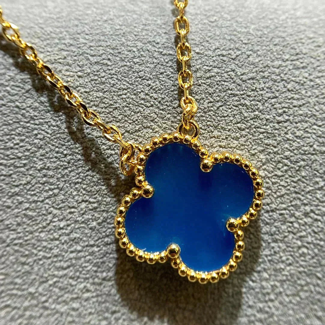 [Rose Tomorrow]CLOVER 15MM BLUE AGATE NECKLACE