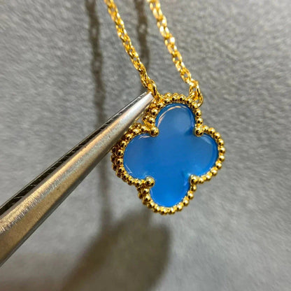 [Rose Tomorrow]CLOVER 15MM BLUE AGATE NECKLACE