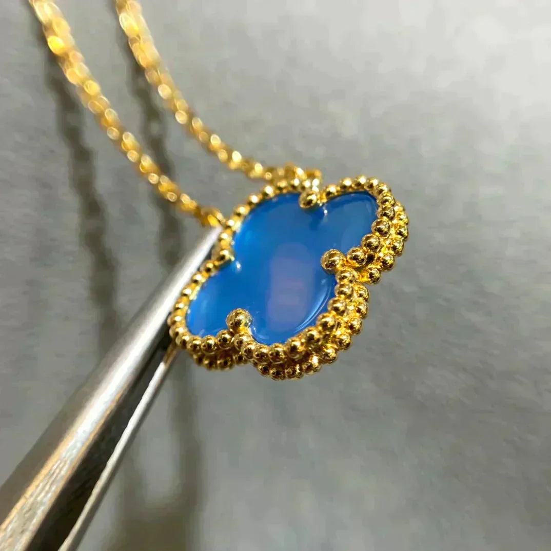 [Rose Tomorrow]CLOVER 15MM BLUE AGATE NECKLACE