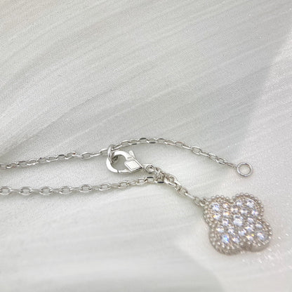 [Rose Tomorrow]CLOVER 5 MOTIFS SILVER DIAMONDS NECKLACE