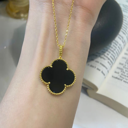 [Rose Tomorrow]CLOVER 25MM NECKLACE GOLD ONYX