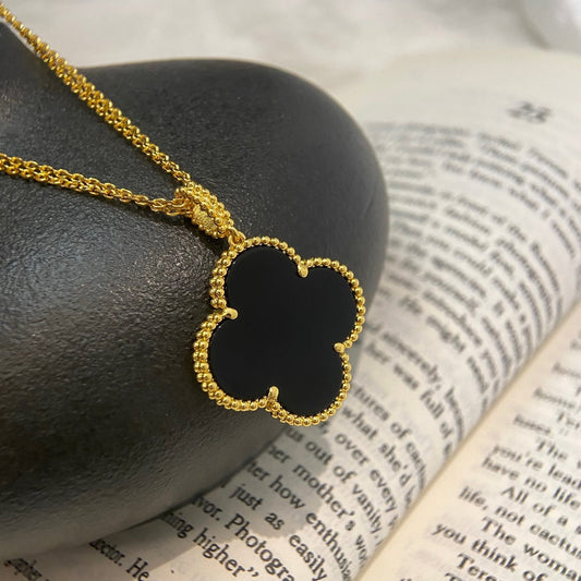 [Rose Tomorrow]CLOVER 25MM NECKLACE GOLD ONYX