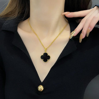 [Rose Tomorrow]CLOVER 25MM NECKLACE GOLD ONYX