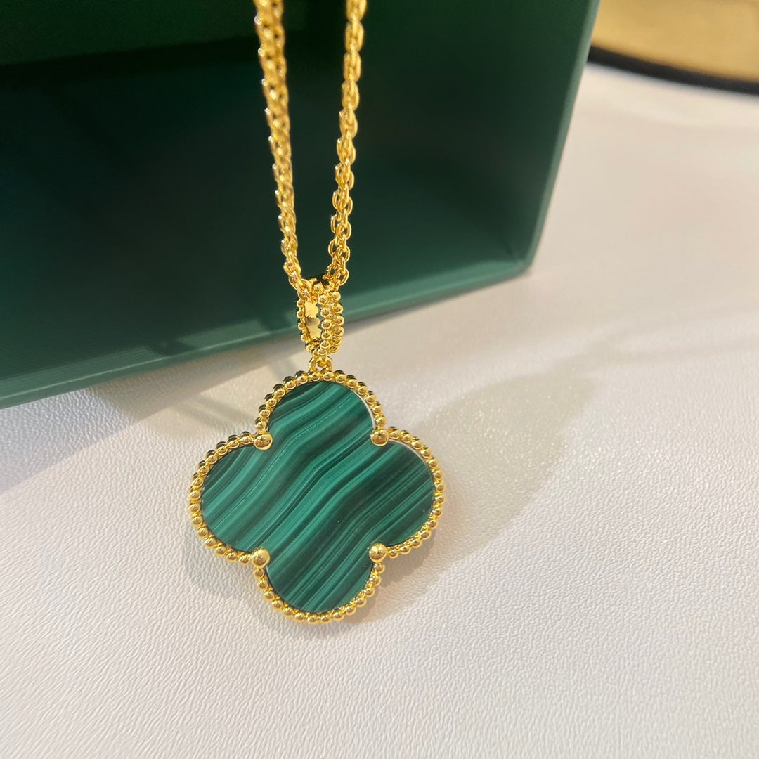 [Rose Tomorrow]CLOVER 25MM MALACHITE GOLD NECKLACE