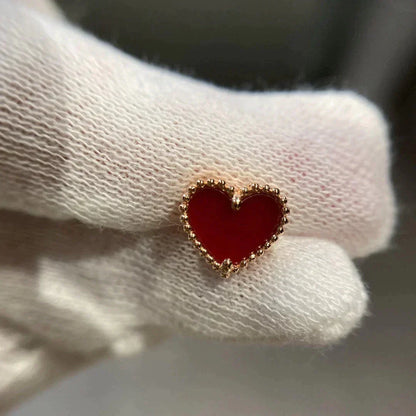 [Rose Tomorrow]HEART CARNELIAN STUD EARRINGS