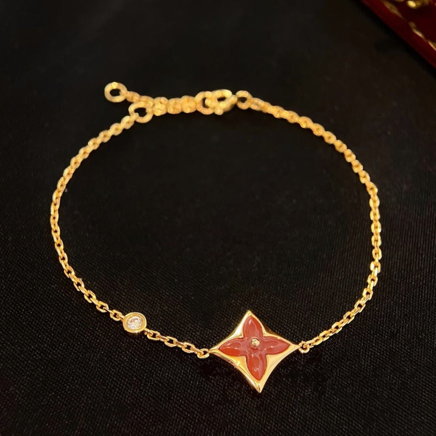 [Rose Tomorrow]COLOR STAR CARNELIAN PINK GOLD DIAMOND BRACELET