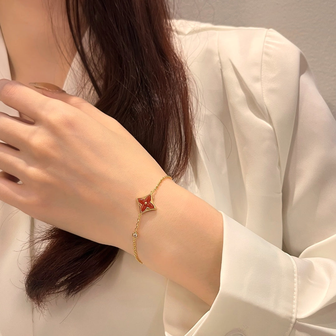 [Rose Tomorrow]COLOR STAR CARNELIAN PINK GOLD DIAMOND BRACELET