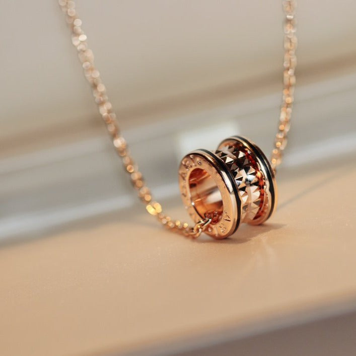 [Rose Tomorrow]ZERO 1 ROCK PEDANT PINK GOLD BLACK NECKLACE