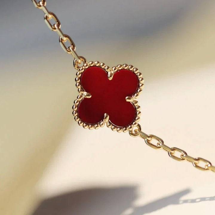 [Rose Tomorrow]CLOVER 20 MOTIFS CARNELIAN NECKLACE