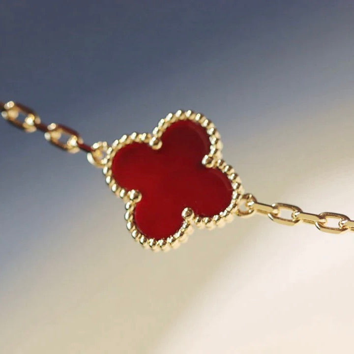 [Rose Tomorrow]CLOVER 20 MOTIFS CARNELIAN NECKLACE